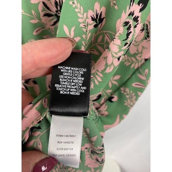 Torrid Green Floral Georgette Zip Front Blouse Women's Size 0 Or 12 - Picture 11 of 12